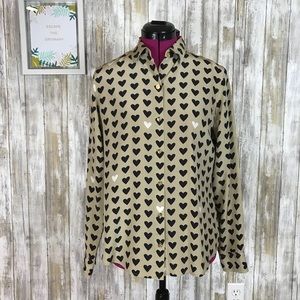 C. Wonder silk heart button down shirt